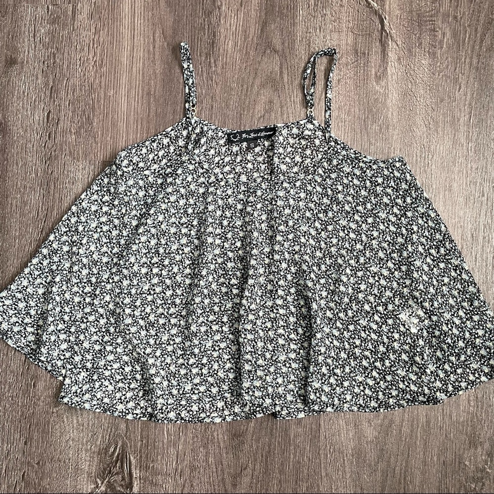 For Love And Lemons Blue Floral Print Sheer Cami  Sleeveless Top (S)